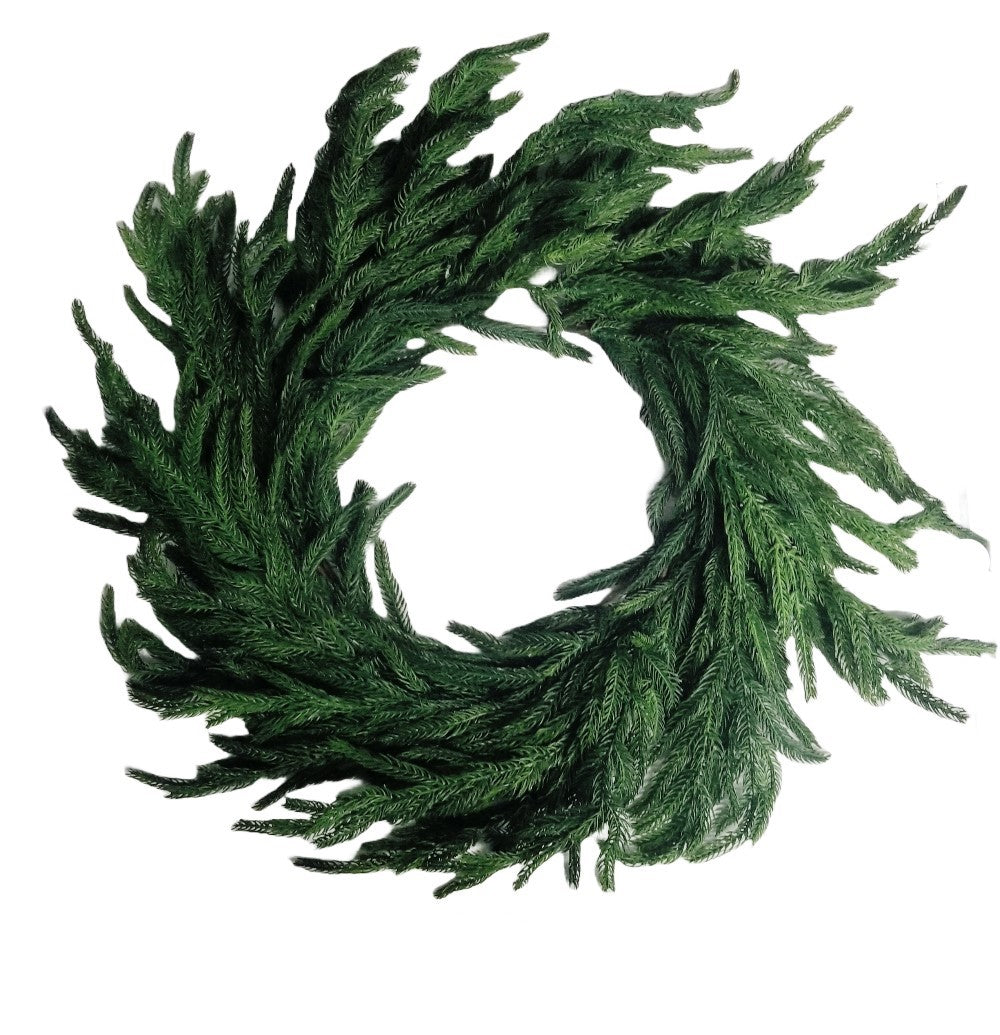 Norfolk Pine Wreath 24": Gorgeous faux Christmas Greenery