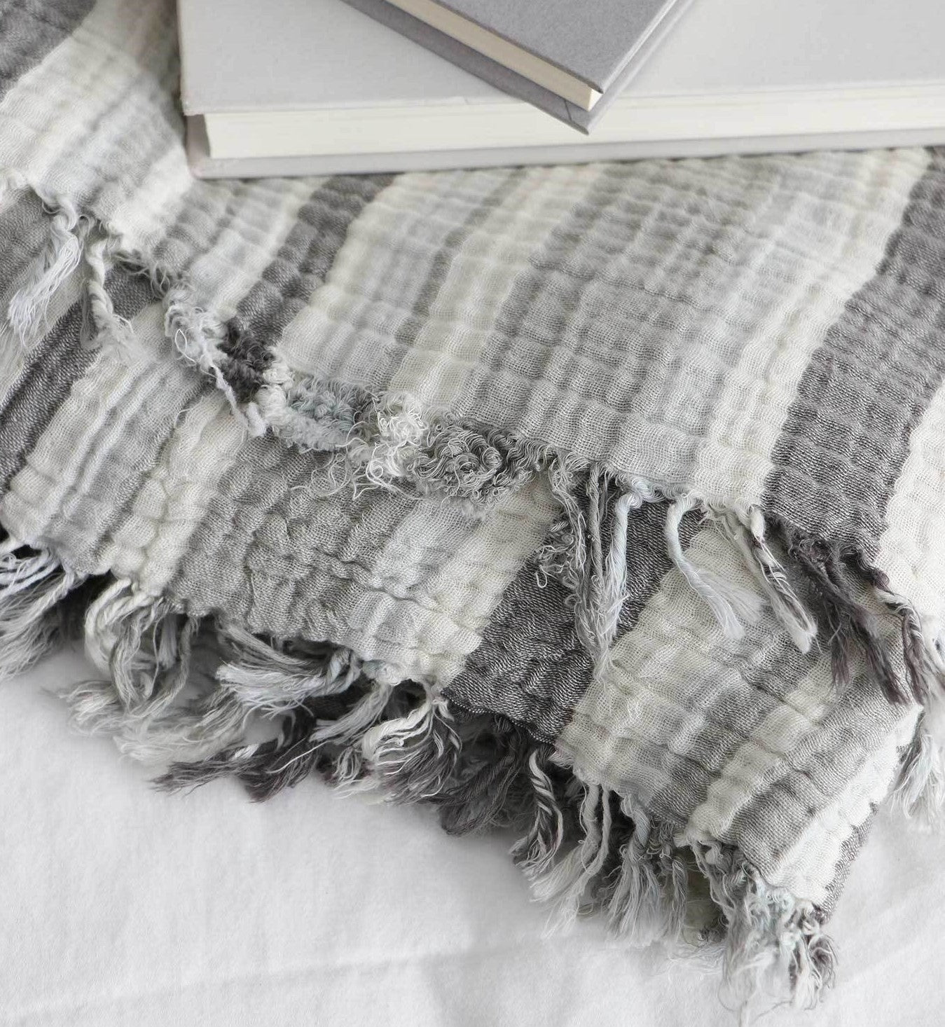 POKOLOKO Blanket - Crinkle striped throw.