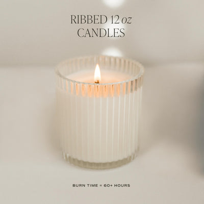 Ribbed 12oz Cashmere & Driftwood Fluted Soy Candle