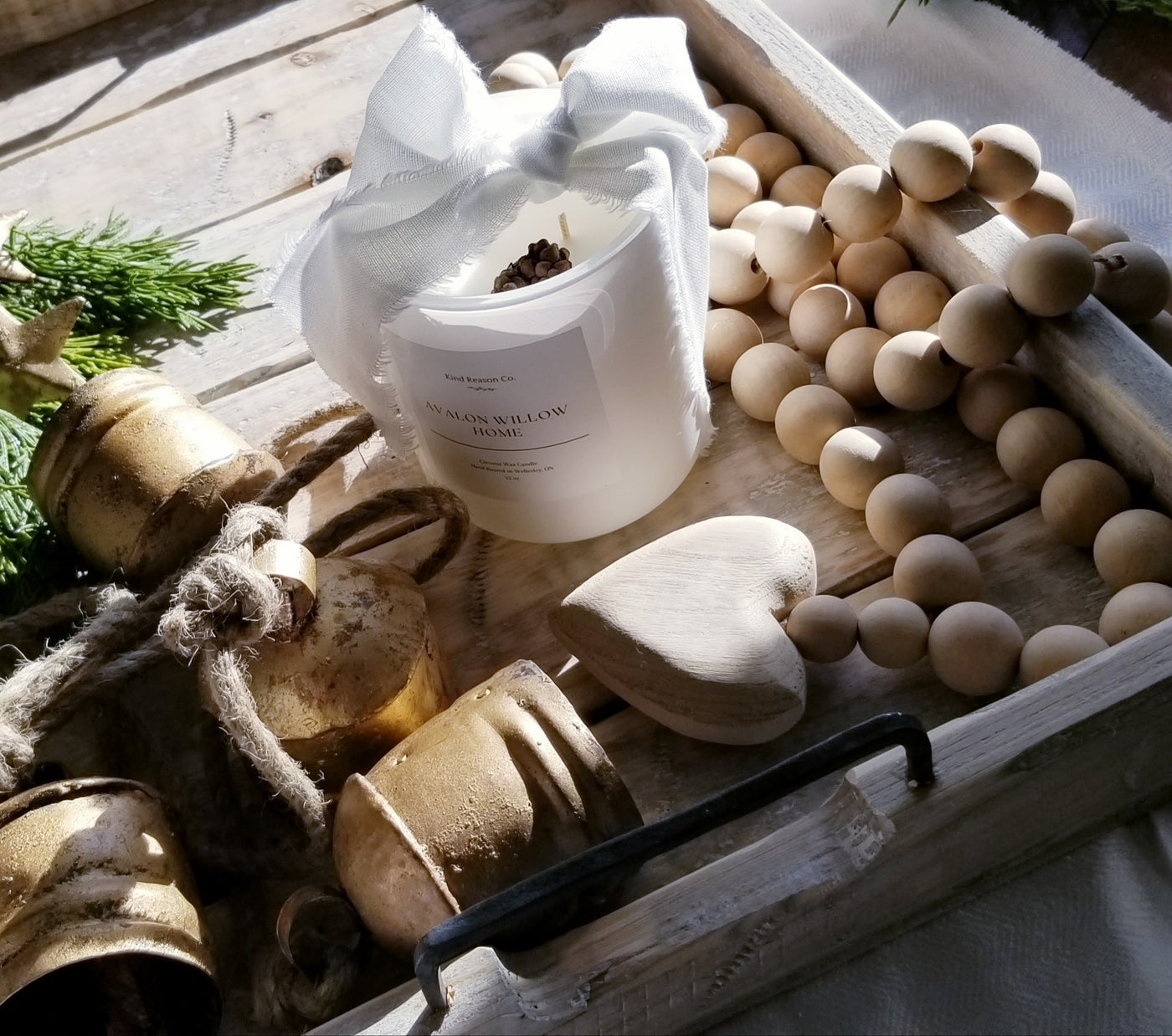 Rustic Whitewash Wooden Decor Tray