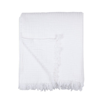 Solid Crinkle Throw, cloud white color. Sku THROL12