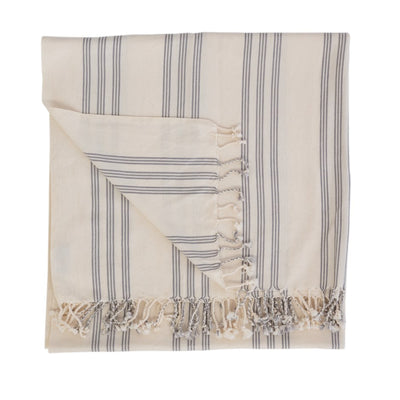 folded TTZS2 Slate Aldo Turkish cotton large towel with tassels