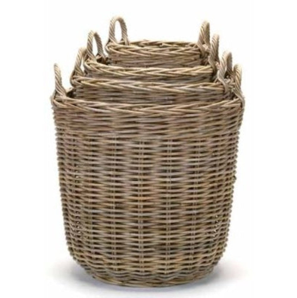 Tall Round Basket, Greywash