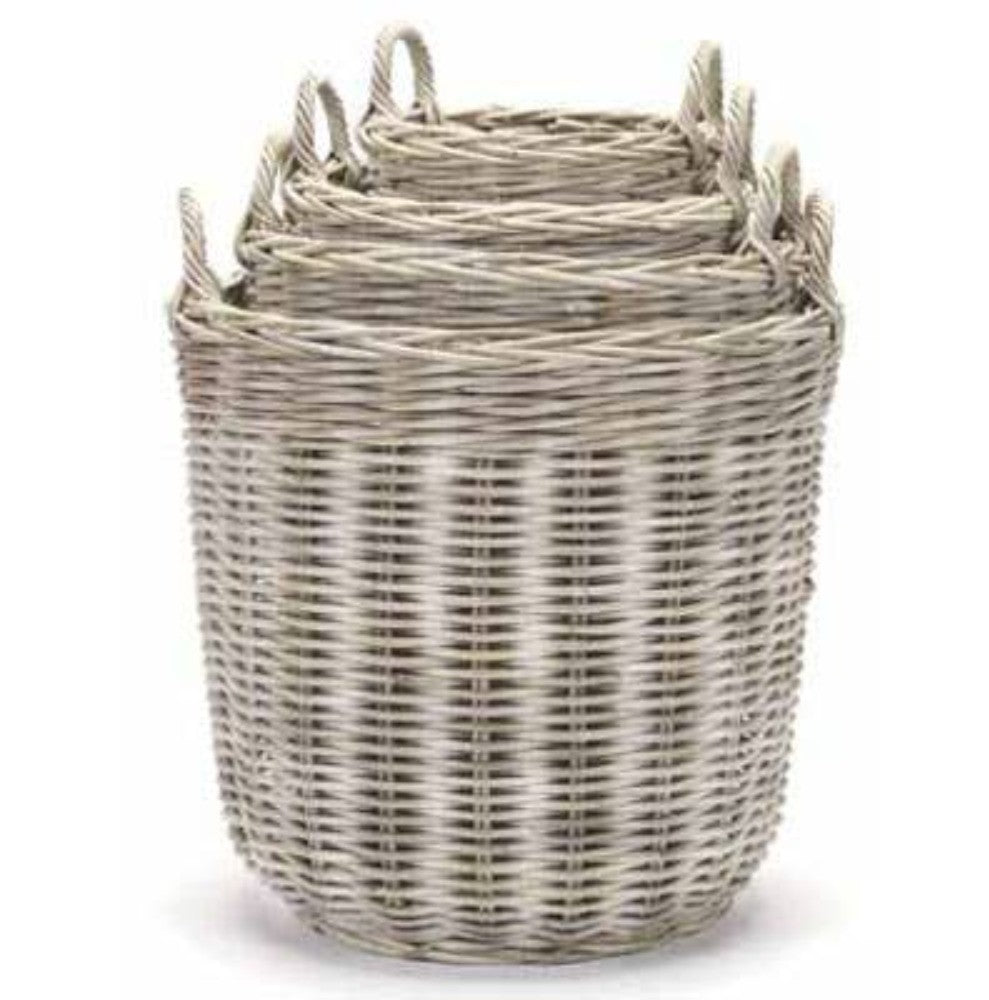 Tall Round Baskets, Whitewash - 4 sizes