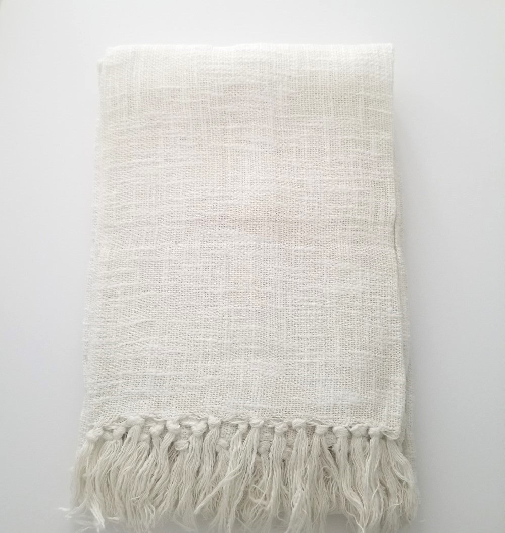 Woven Throw Blanket - white 50x60