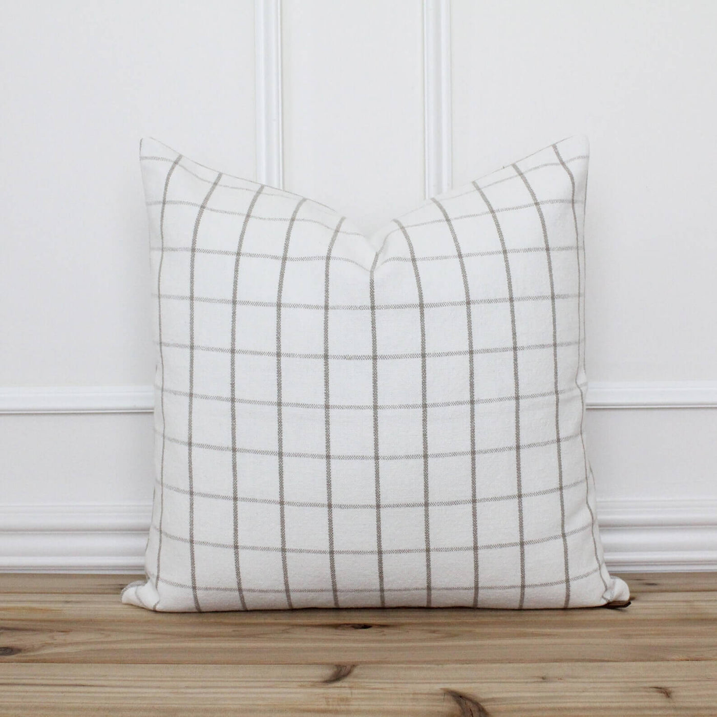 Windowpane Throw Pillow – 24x24 Off-White Linen-Cotton