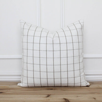 Windowpane Throw Pillow – 24x24 Off-White Linen-Cotton