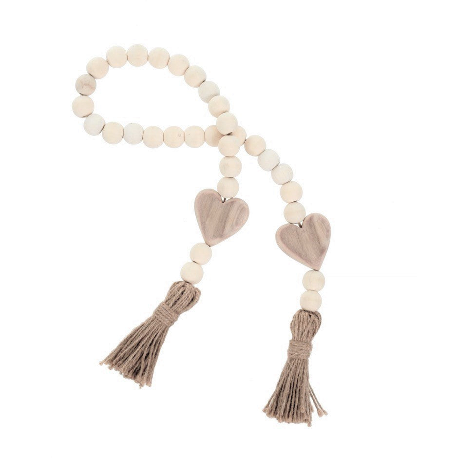 Wood Bead Garland  - with Hearts