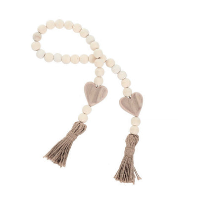 Wood Bead Garland  - with Hearts