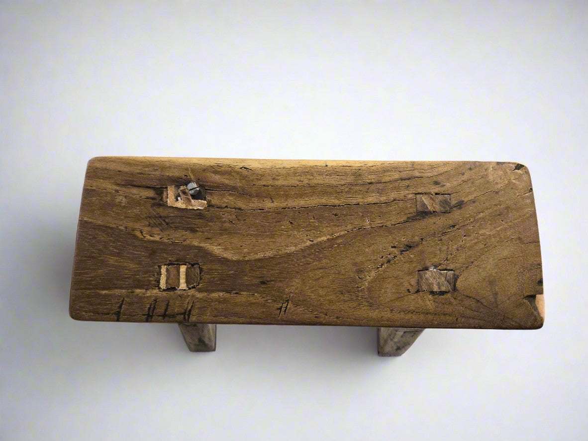 Wooden Antique Stool - Vintage Elm - mini stool