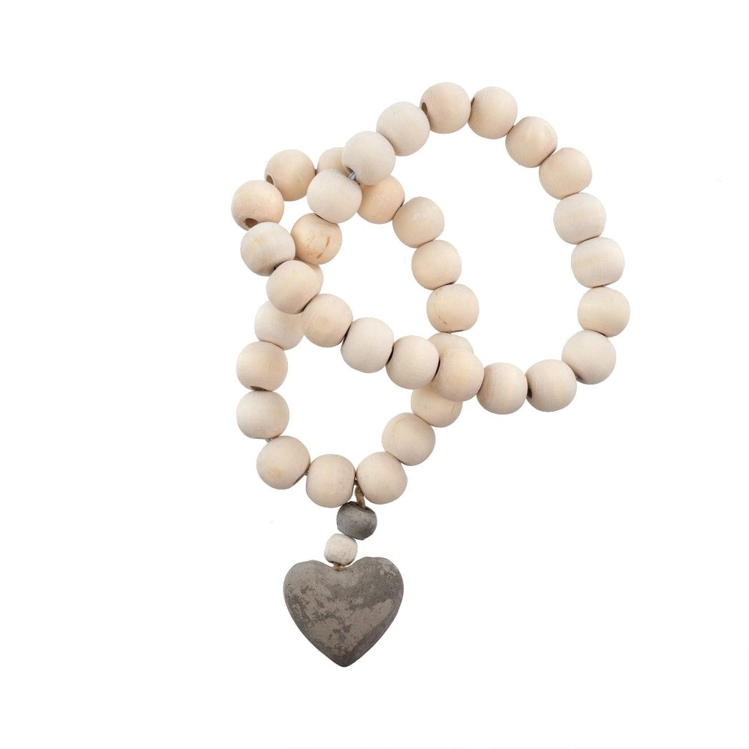 Wooden Prayer Beads with Concrete Heart