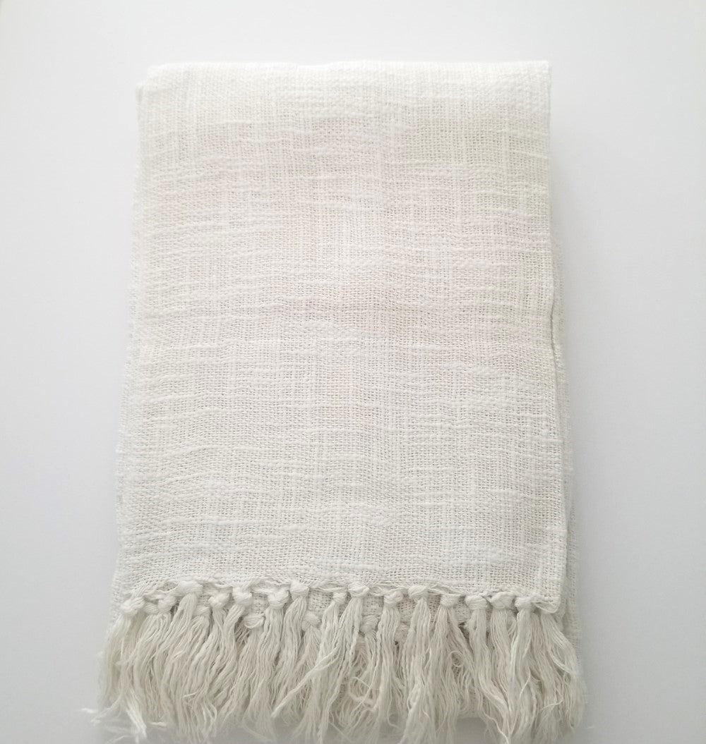 Woven Throw, White at avalonwillowhome.ca