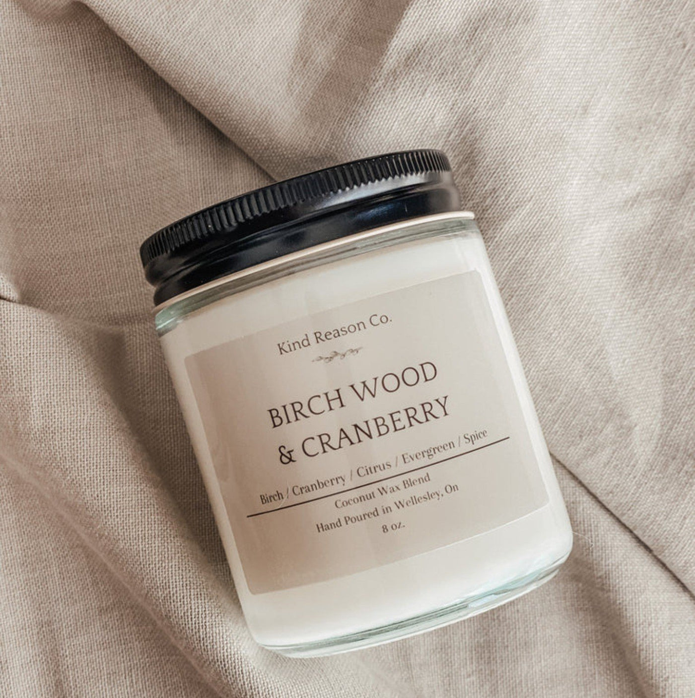 Birchwood Cranberry Candle: Non-Toxic candle by Kind Reason Co. Sizes 8oz and 16oz
