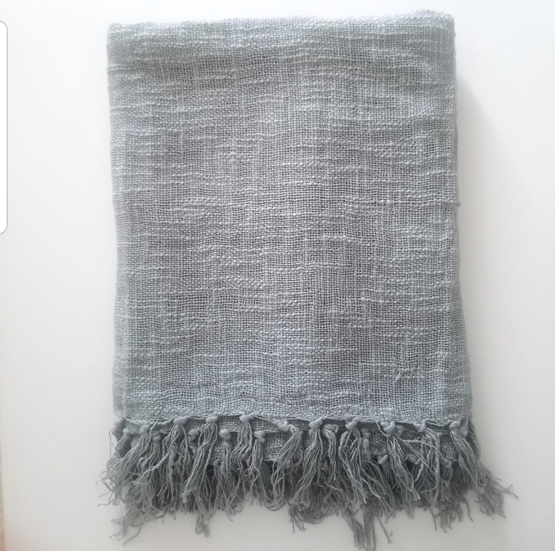 Blue Grey Woven Throw