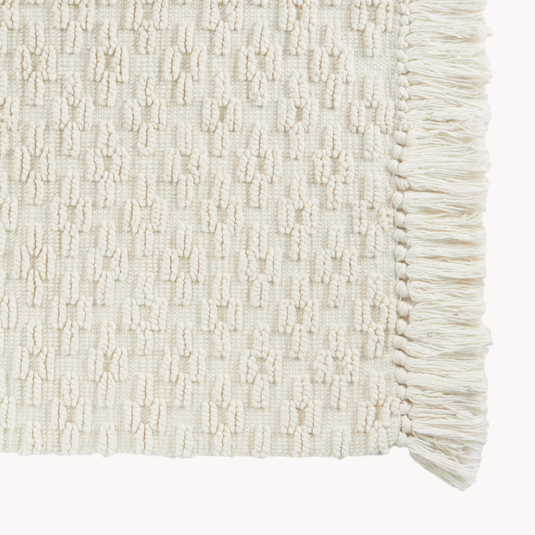 Diamond Cotton Floor Mat Fringe on 2 sides.