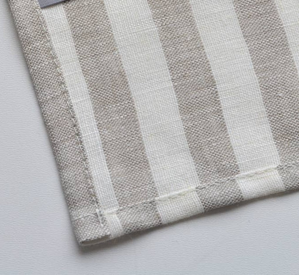 Elegant Linen Tea Towel with Stone-Colored Stripes – Eco-Friendly and Absorbent