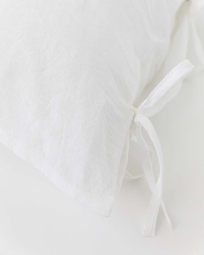 European Linen Pillowcase with Ties, 26x26 - White