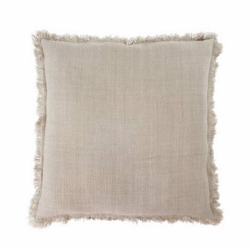 Frayed Edge Pillow – Greige cushion 20x20