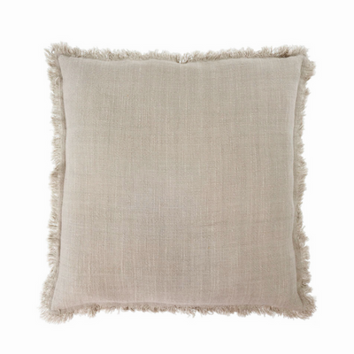 Frayed Edge Pillow – Greige cushion 20x20