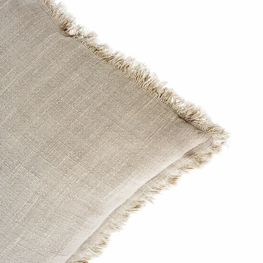 Frayed Edge Pillow - Greige cushion - 20x20 inches