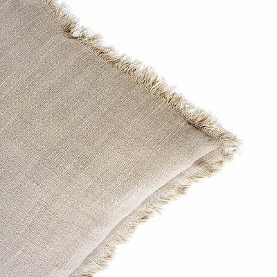 Frayed Edge Pillow - Greige cushion - 20x20 inches