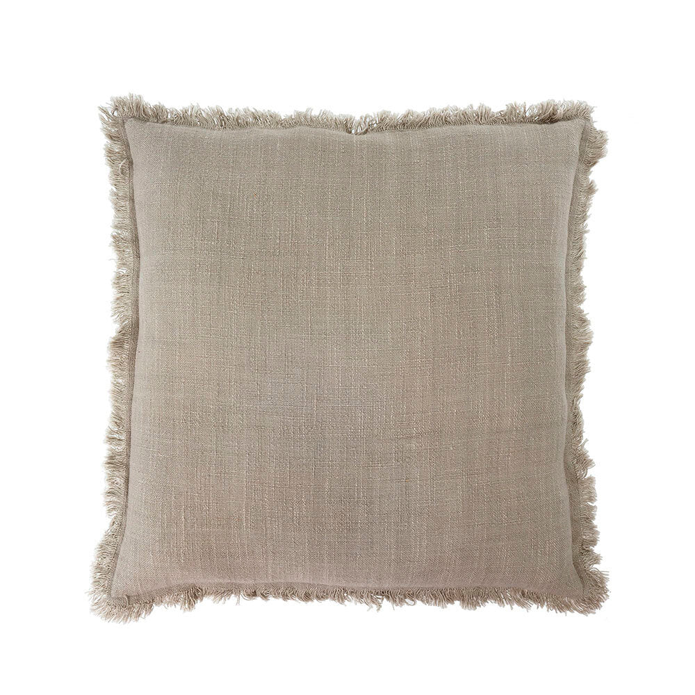 Frayed edge pillow - light grey