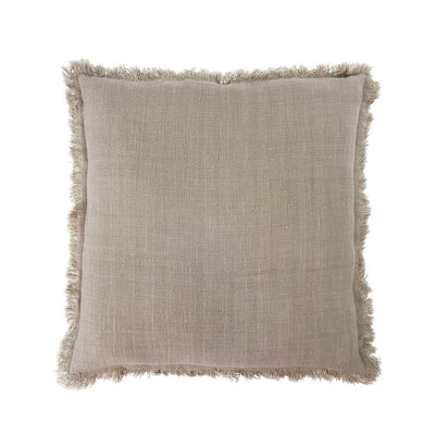 Frayed edge pillow - light grey