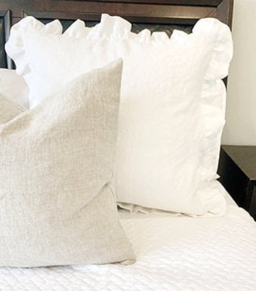 Full ruffle linen pillow 24x24