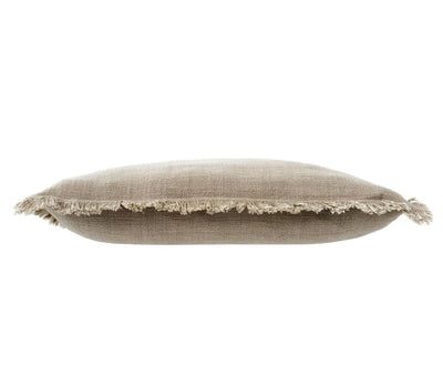 Greige frayed edge pillow - side view - SKU: 1-3860-C