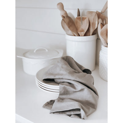 Tea Towel on counter - Grey Linen