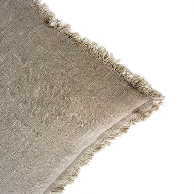 Indaba frayed Edge pillow - light grey with beige undertones.