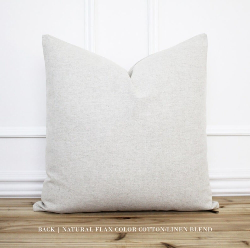 Windowpane-throw-pillow-24x24 - Back of pillow in oatmeal linen-cotton blend