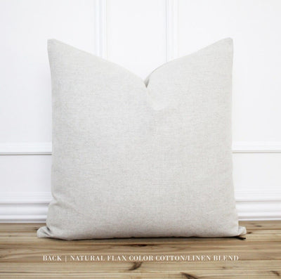Windowpane-throw-pillow-24x24 - Back of pillow in oatmeal linen-cotton blend