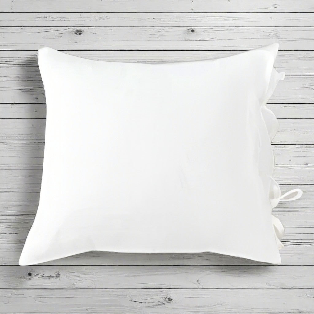 Linen Pillow With Ties - White 26x26