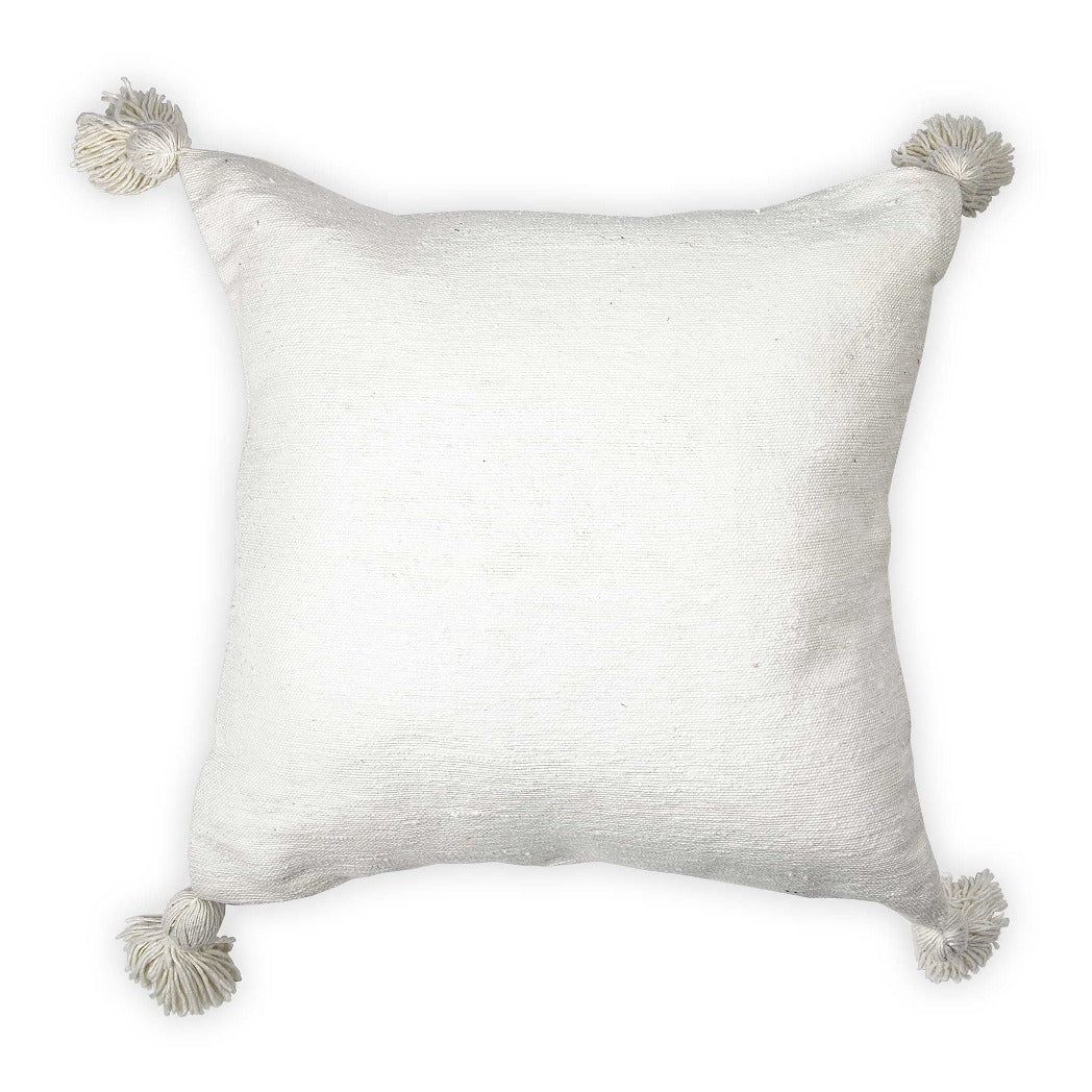 Moroccan Pom Pom pillow - White 20 inches