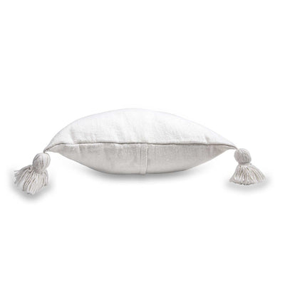 Moroccan pillow white with pom-poms