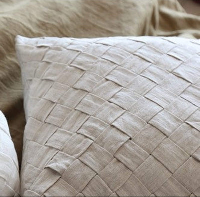 Natural Linen Pillow in Basketweave design.