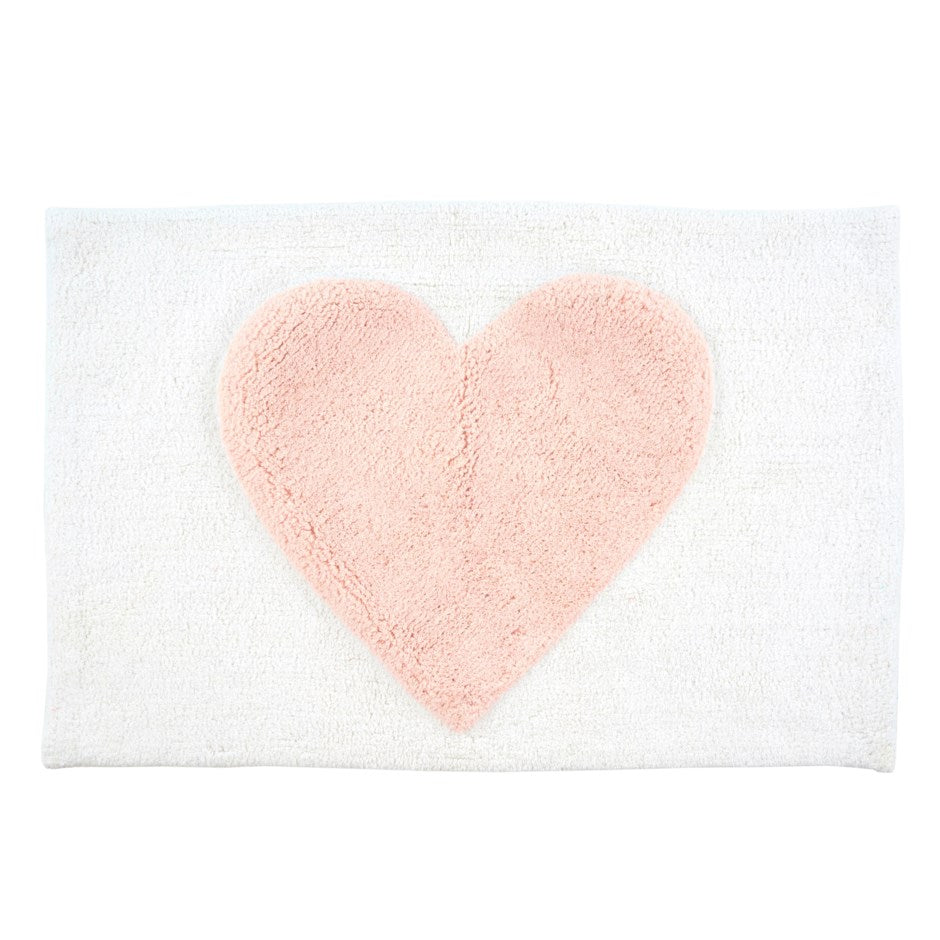 Pink Heart Bath Mat - White background