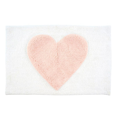 Pink Heart Bath Mat - White background