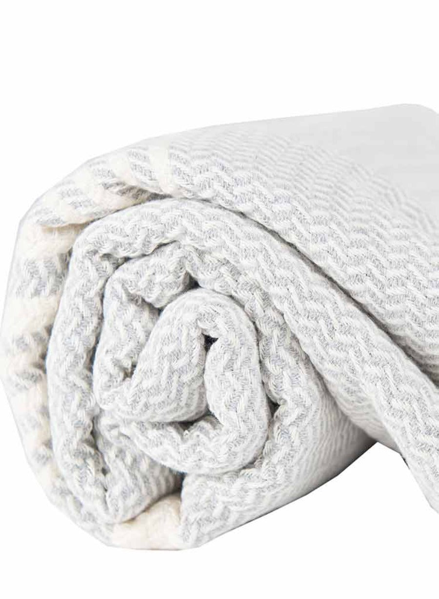 Rolled up towel, POKOLOKO Hasir in mist color, 100% Turkish cotton.