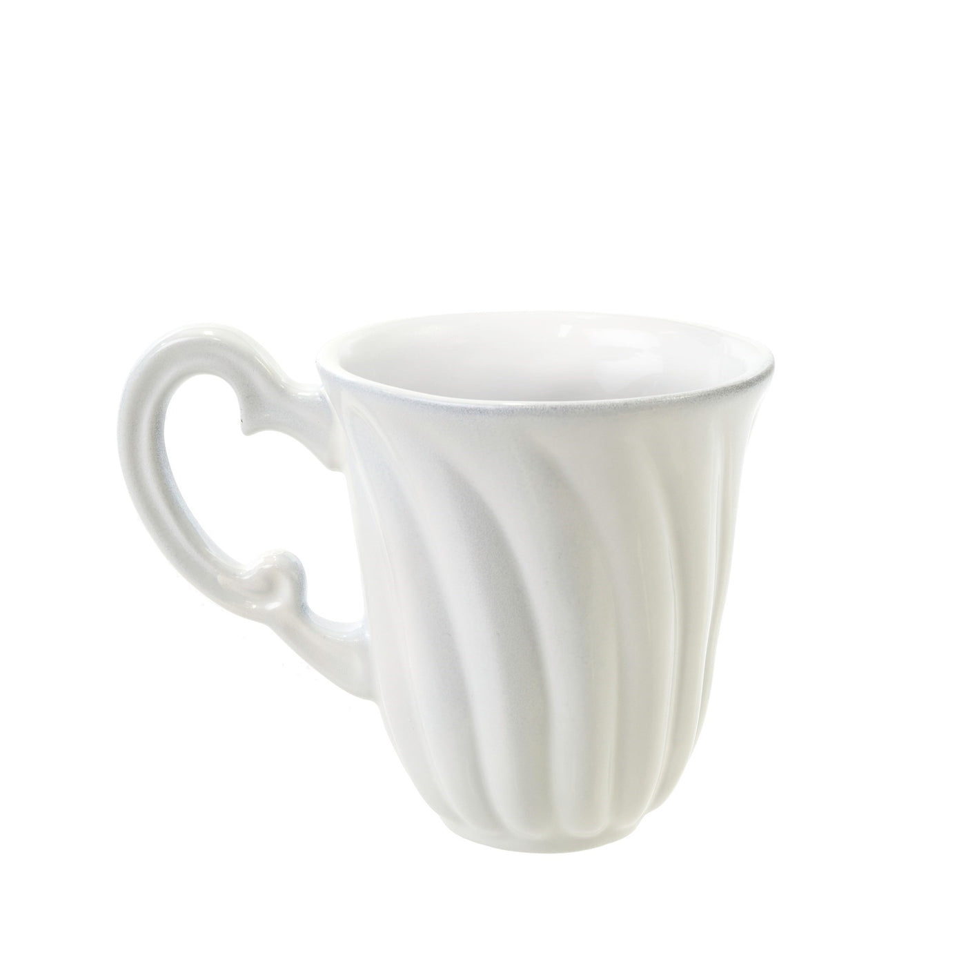 Roma Mug: A white ceramic teacup created with a vintage-inspired ironstone design, it will be a cherished addition to your drinkware collection. SKU: 4-9361 - Available at Avalon Willow Home