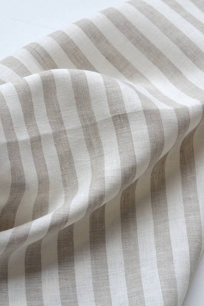 Close-up of Stone Stripe Linen Tea Towel – Lint-Free and Absorbent