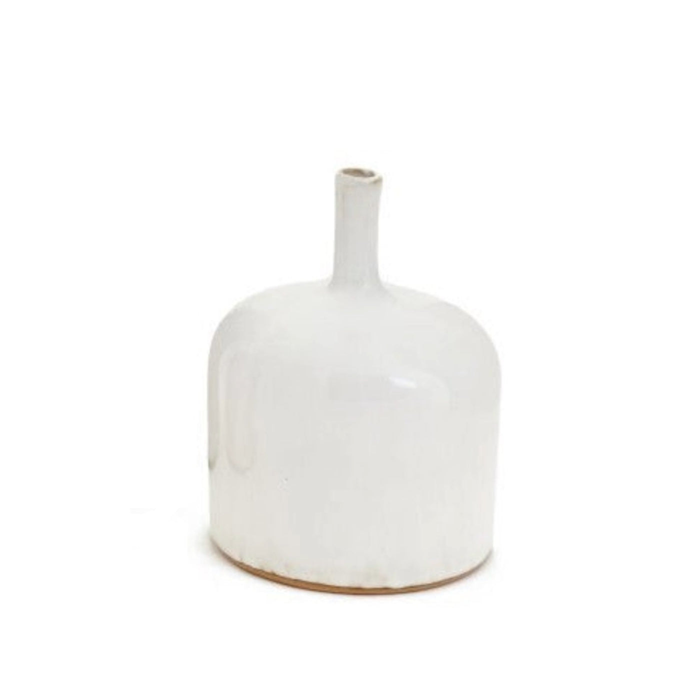Stoneware vases: off-White ceramic vase with thin bottleneck. Small #8360055