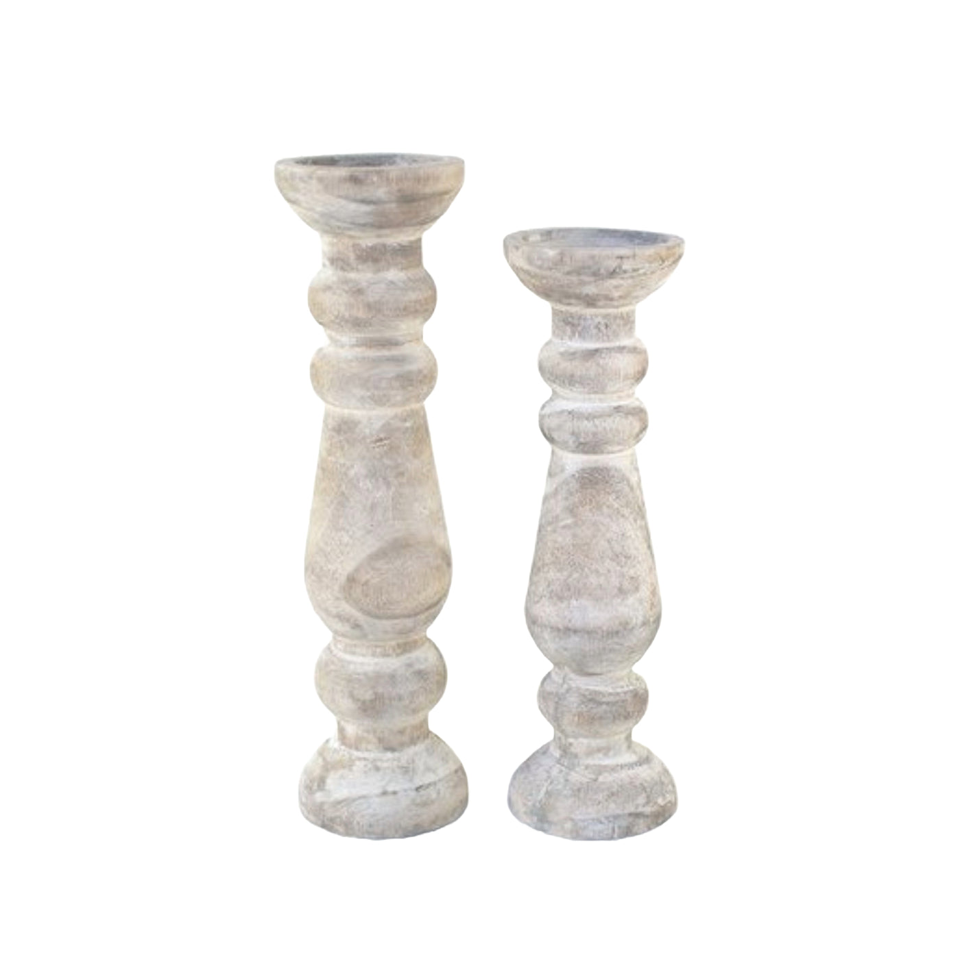 Whitewash Wooden Candle Holders - Large 16" SKU: 01-4618WW - XLarge 18" SKU 01-4619WW