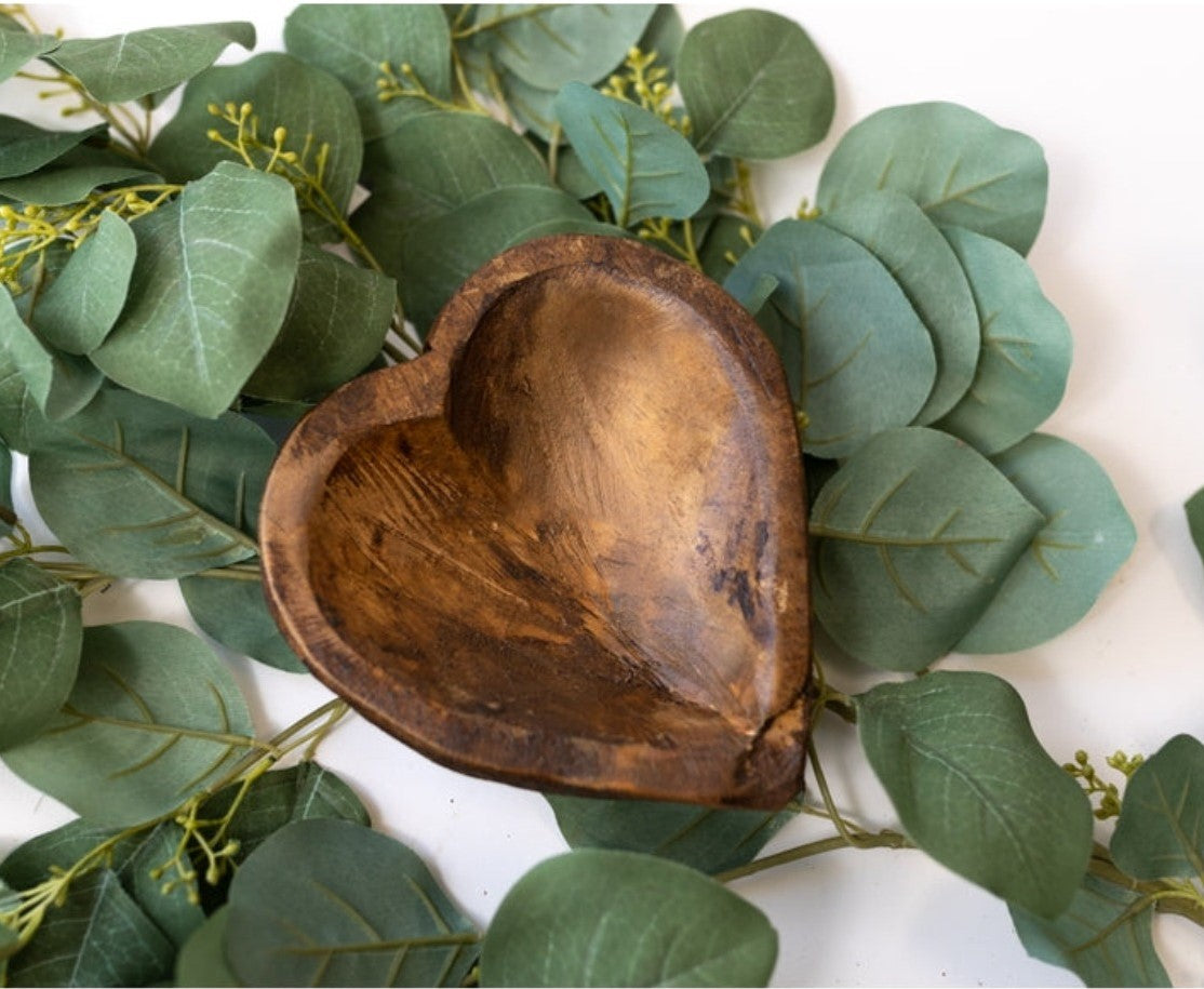 Wooden Heart Dough Bowl, Natural at Avalon Willow Home