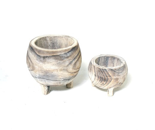 Paulownia Wood Footed Pot