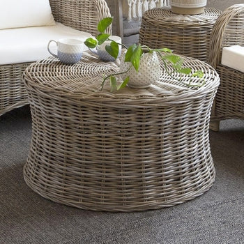 Round Grey Rattan Coffee Table **Pre-order**