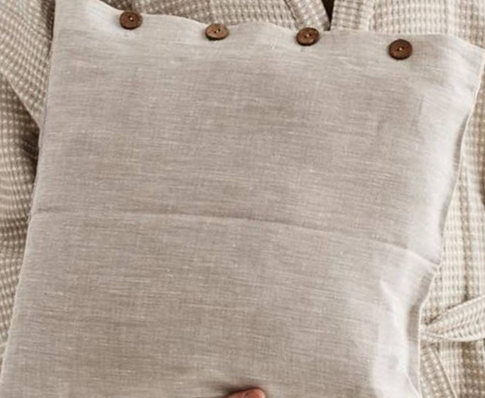 Side Button Linen Pillow