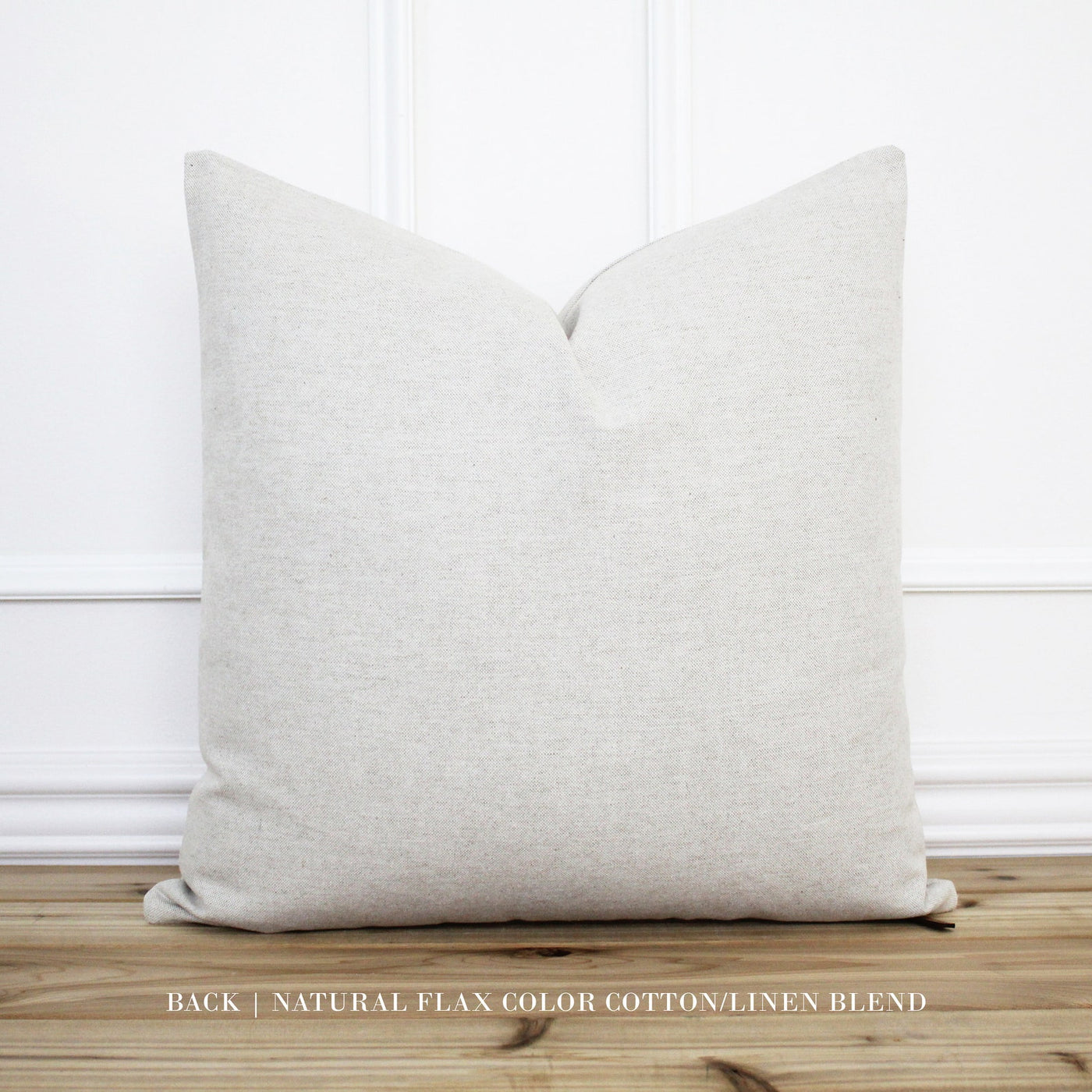 Natural Flax Color at Back of Ava Herringbone Pillow - Cotton & Linen Blend