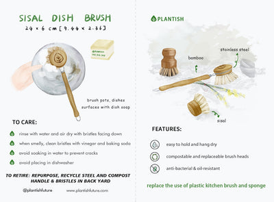 Bamboo and Sisal Dish Brush - Refill Directions